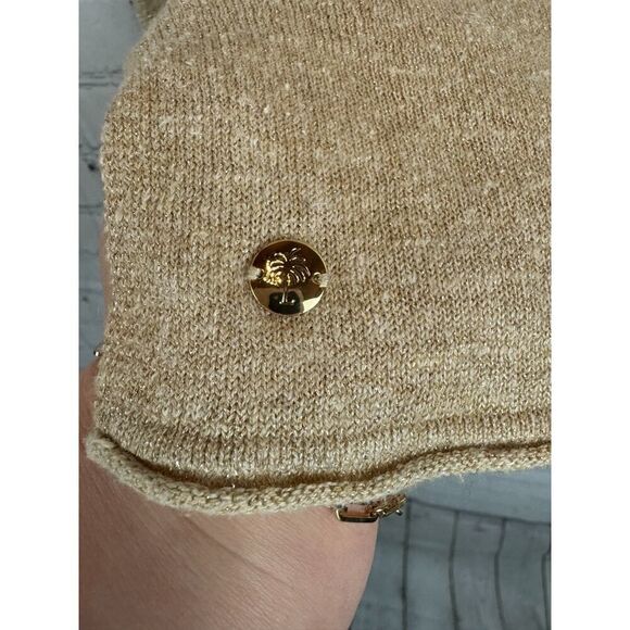 LILLY PULITZER natural beige golden cotton linen sleeveless knit tank top size M - Picture 6 of 8